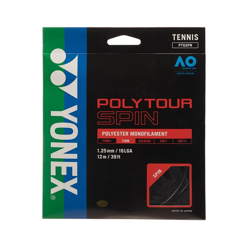 Yonex Polytour Spin 1.25mm 16L String Set - Black